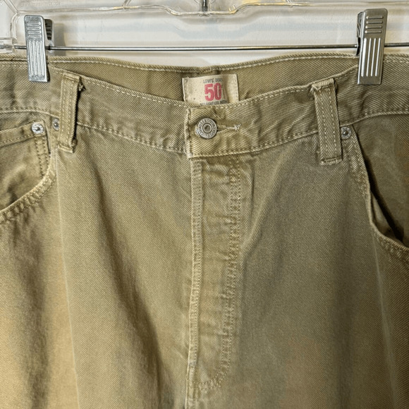 Levis 501 Men's Size 42x32 Y2K 90s Straight Leg Jeans Tan Button Fly Denim - Picture 2 of 6